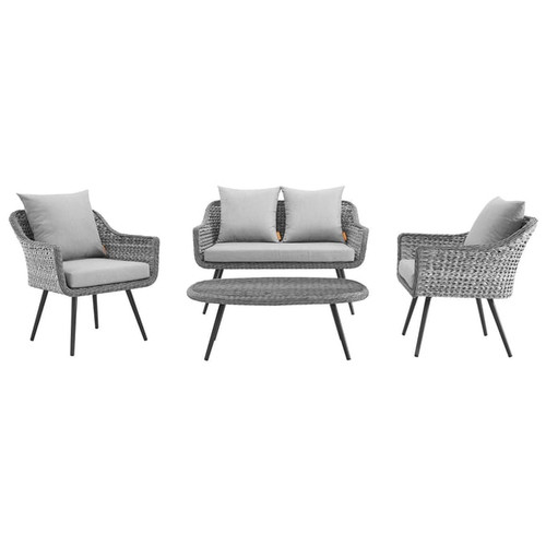 Modway Furniture Endeavor Gray 4pc Outdoor Patio Set