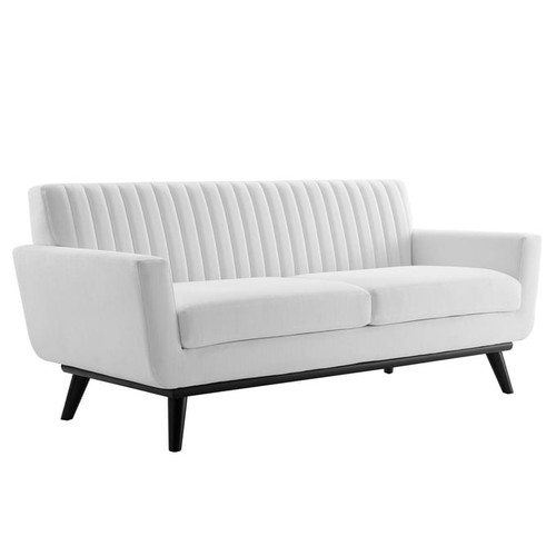 Modway Furniture Engage White Fabric Tufted Loveseat