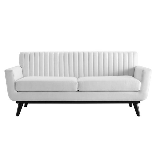 Modway Furniture Engage White Fabric Tufted Loveseat