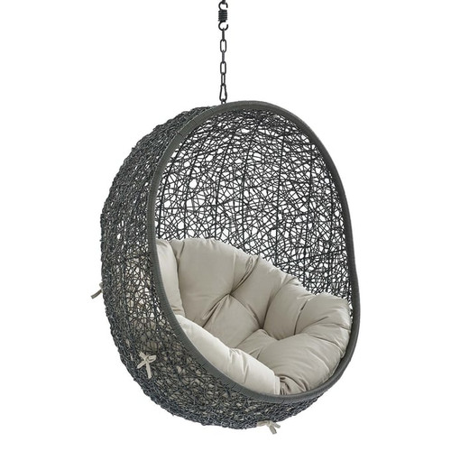 Modway Furniture Hide Gray Fabric Swing Outdoor Lounge Chair without Stands