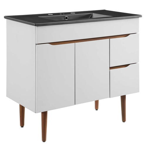 Modway Furniture Harvest Gray Black 36 Inch Bathroom Vanity