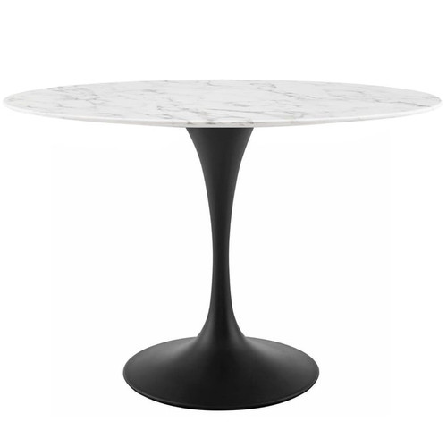 Modway Furniture Lippa Black White Marble 48 Inch Oval Dining Table