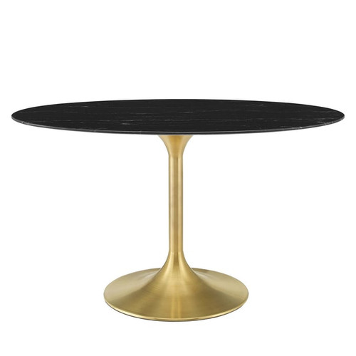 Modway Furniture Lippa Gold Black Marble 54 Inch Oval Dining Table