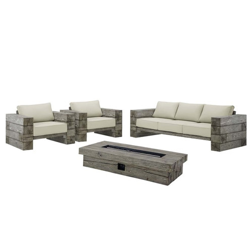 Modway Furniture Manteo Light Gray Beige 4pc Outdoor Patio Set