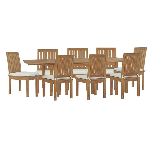 Modway Furniture Marina Natural White 9pc Outdoor Dining Set with Armless Chair