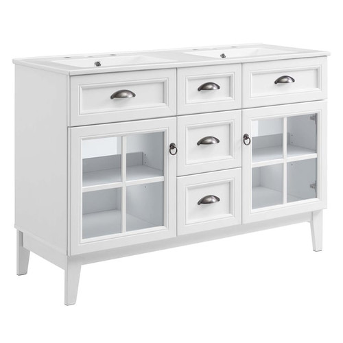 Modway Furniture Isle White 48 Inch Double Bathroom Vanity Cabinet
