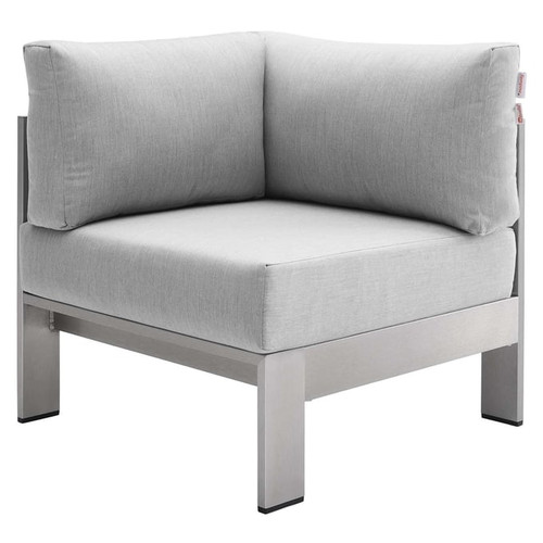 Modway Furniture Shore Silver Gray Fabric Outdoor Patio Corner Chair