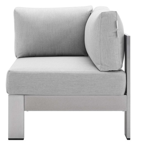 Modway Furniture Shore Silver Gray Fabric Outdoor Patio Corner Chair
