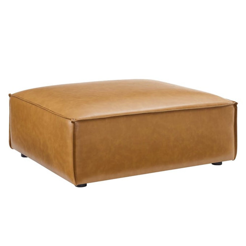 Modway Furniture Restore Tan Leather Ottoman