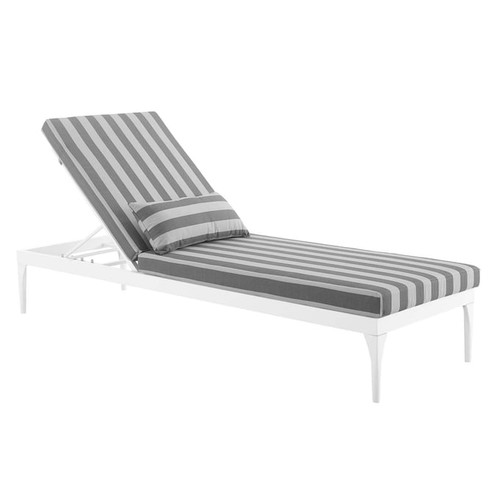 Modway Furniture Perspective White Striped Gray Outdoor Patio Lounge Chaise