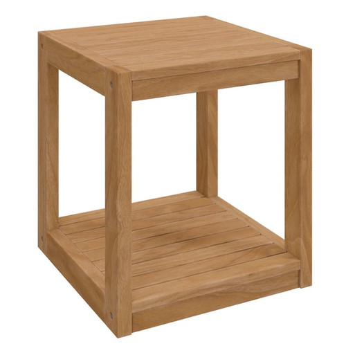 Modway Furniture Carlsbad Natural Teak Wood Outdoor Patio Side Table