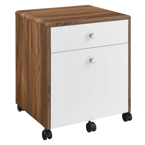 Modway Furniture Transmit Walnut White Wood File Cabinet