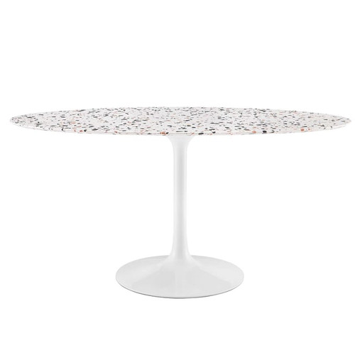 Modway Furniture Lippa White 60 Inch Oval Terrazzo Dining Table