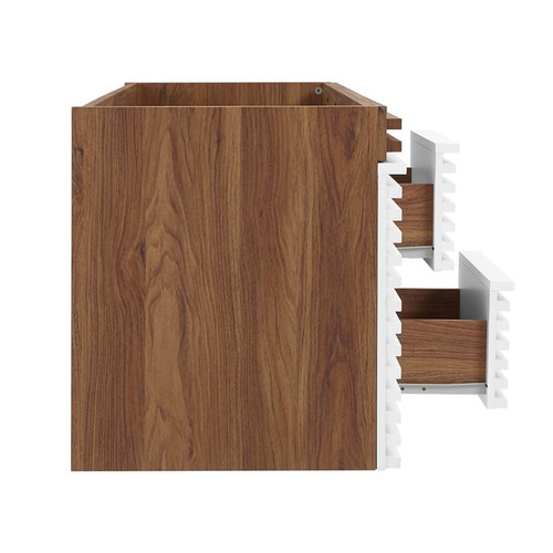 Modway Furniture Render White Walnut 48 Inch Wall Mount Bathroom Vanity Cabinet