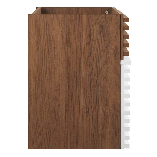 Modway Furniture Render White Walnut 18 Inch Wall Mount Bathroom Vanity Cabinet