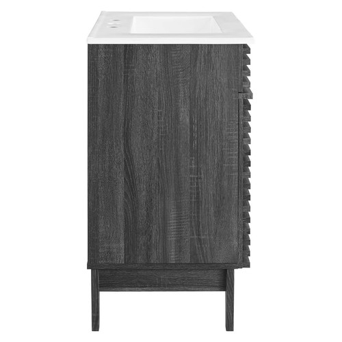 Modway Furniture Render Charcaol Adjustable Shelf 30 Inch Bathroom Vanity Cabinet