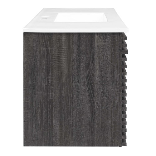 Modway Furniture Render Charcoal Wall Mount 48 Inch Bathroom Vanitys