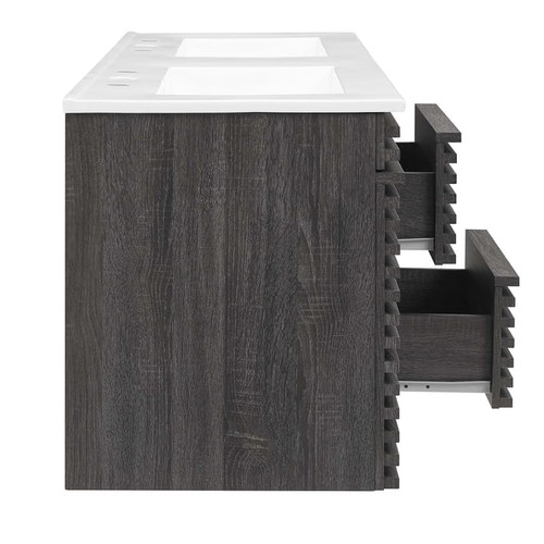 Modway Furniture Render Charcoal 48 Inch Wall Mount Bathroom Vanitys