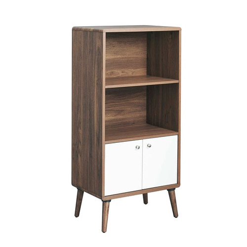 Modway Furniture Transmit Walnut White Display Cabinet Bookshelf