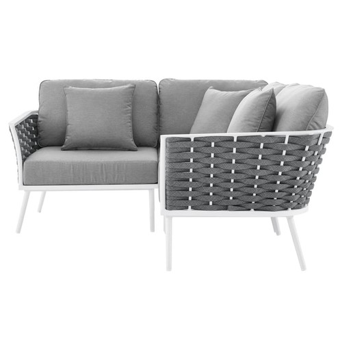 Modway Furniture Stance White Outdoor Patio Small Sectional Sofa