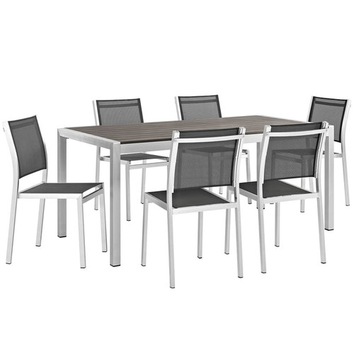 Modway Furniture Shore 7pc Outdoor Dining Set with Armless Chair