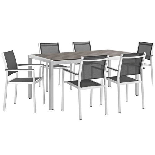 Modway Furniture Shore 7pc Outdoor Dining Set with Armchair