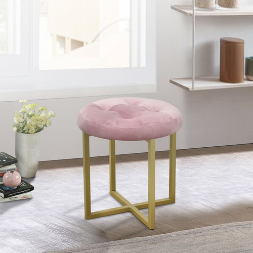 Bella Esprit Pink Velvet Accent Stool