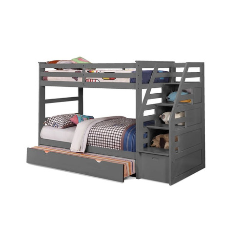 Bella Esprit Cosmo Gray Twin Over Twin Staircase Bunk Beds