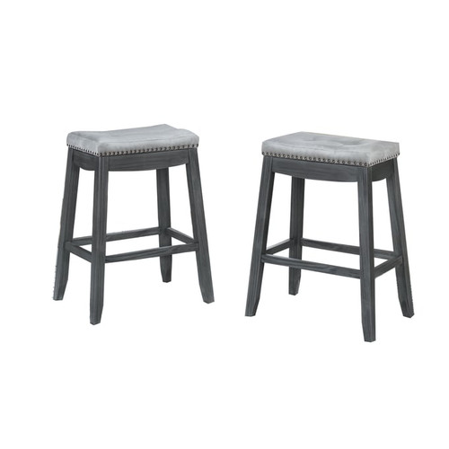 2 Bella Esprit Grey Fabric Saddle Bar Stools