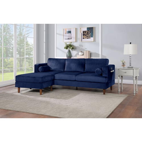 Bella Esprit Nico Blue Velvet Reversible Chaise Sectionals