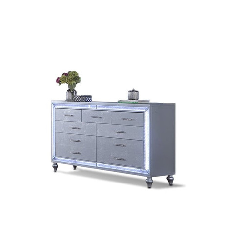 Bella Esprit Celeste Silver Dresser with LED Lights