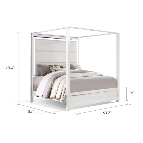 Bella Esprit Reve Belle Denali White Tall 4pc Canopy Bedroom Sets