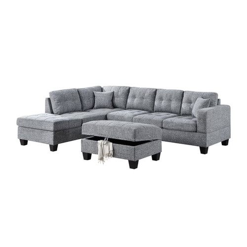 Bella Esprit Kayden Dark Grey Reversible Chaise Sectional with Ottoman