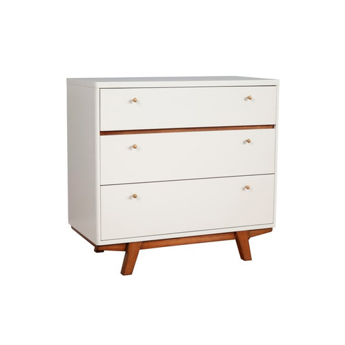 Alpine Furniture Dakota White Acorn 3 Drawer Small Chest