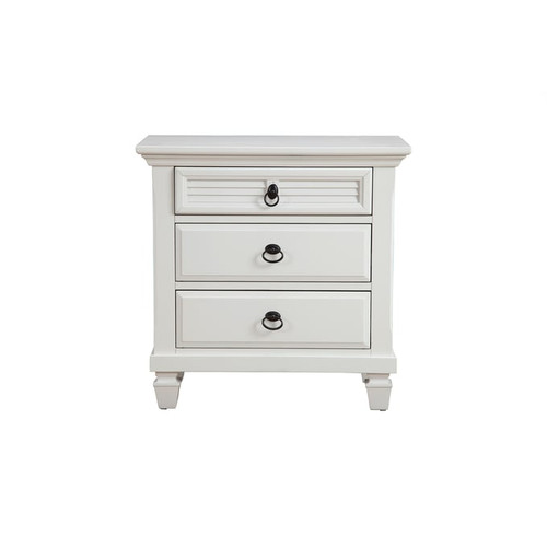 Alpine Furniture Winchester White 3 Drawer Nightstand