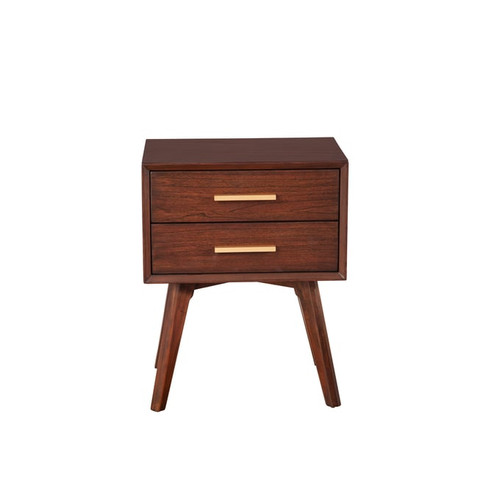 Alpine Furniture Gramercy Walnut 2 Drawer Nightstand