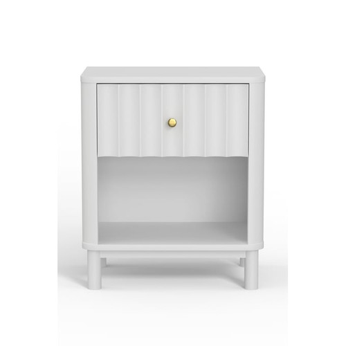 Alpine Furniture Stapleton White 1 Drawer Nightstand