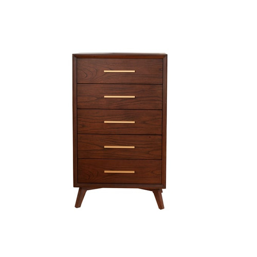 Alpine Furniture Gramercy Walnut 5 Drawer Chest