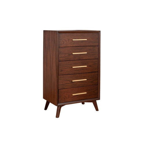 Alpine Furniture Gramercy Walnut 5 Drawer Chest