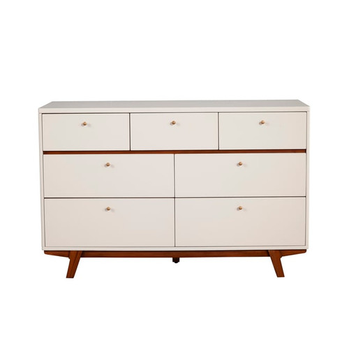 Alpine Furniture Dakota White Acorn 7 Drawer Dresser
