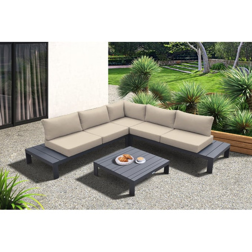 Armen Living Razor Taupe 4pc Outdoor Sectional Set