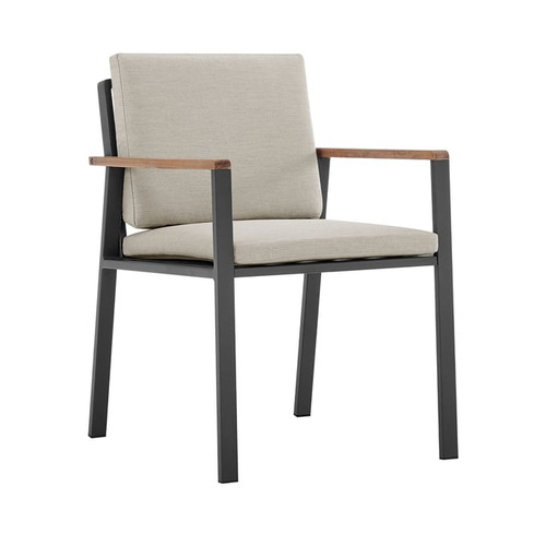 2 Armen Living Nofi Taupe Outdoor Patio Dining Chairs