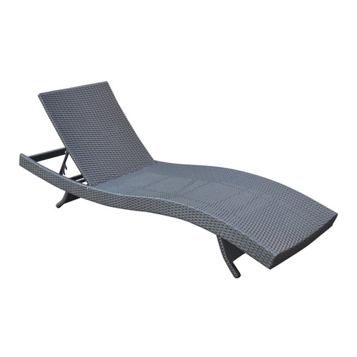 Armen Living Cabana Black Outdoor Adjustable Wicker Chaise Lounge Chair