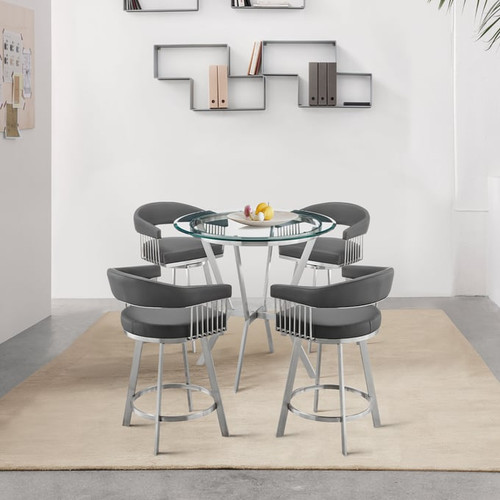 Armen Living Naomi Chelsea Gray 5pc Counter Height Dining Set