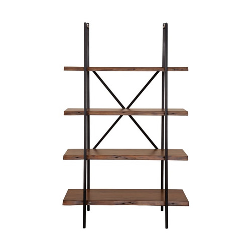 Alpine Furniture Live Edge Light Walnut 4 Shelf Bookshelf