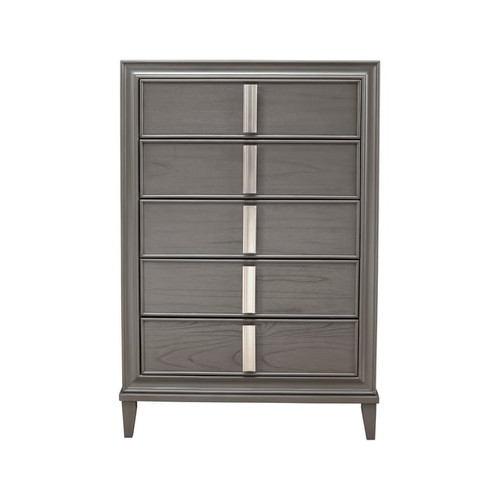 Alpine Furniture Lorraine Dark Grey 5 Drawer Chest