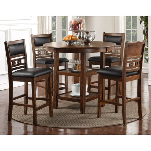 New Classic Furniture Gia Brown Round 5pc Counter Height Sets