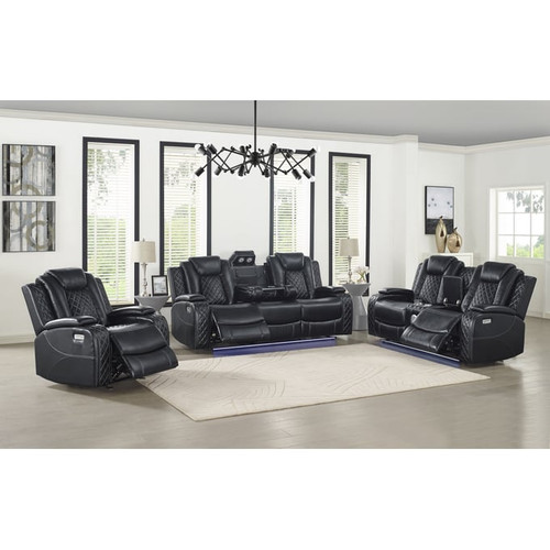 New Classic Furniture Orion Black Dual Recliner Console Sofas