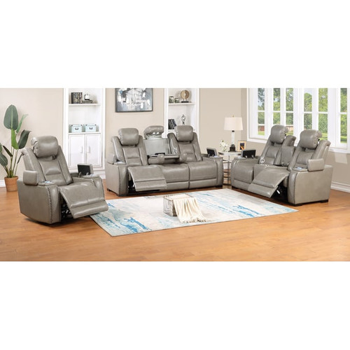 New Classic Furniture Breckenridge Light Gray Console Loveseat with Dual Recliner