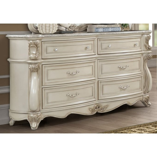 New Classic Furniture Monique Champagne Dresser with Marble Top